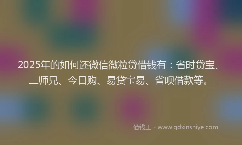 2025年的如何还微信微粒贷借钱有：省时贷宝、二师兄、今日购、易贷宝易、省呗借款等。
