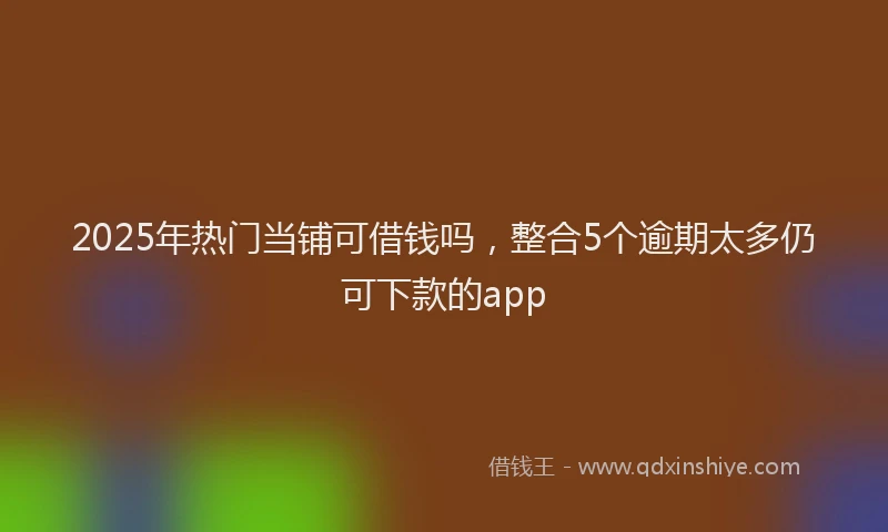2025年热门当铺可借钱吗，整合5个逾期太多仍可下款的app
