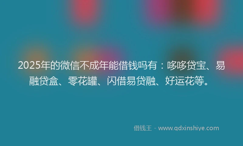 2025年的微信不成年能借钱吗有：哆哆贷宝、易融贷盒、零花罐、闪借易贷融、好运花等。