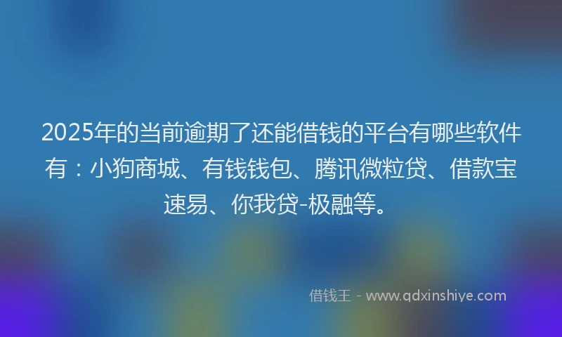 2025年的当前逾期了还能借钱的平台有哪些软件有：小狗商城、有钱钱包、腾讯微粒贷、借款宝速易、你我贷-极融等。