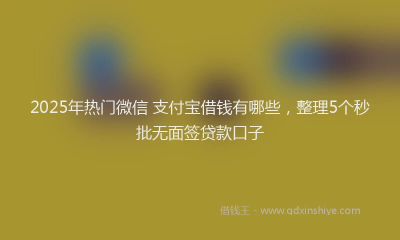 2025年热门微信 支付宝借钱有哪些，整理5个秒批无面签贷款口子