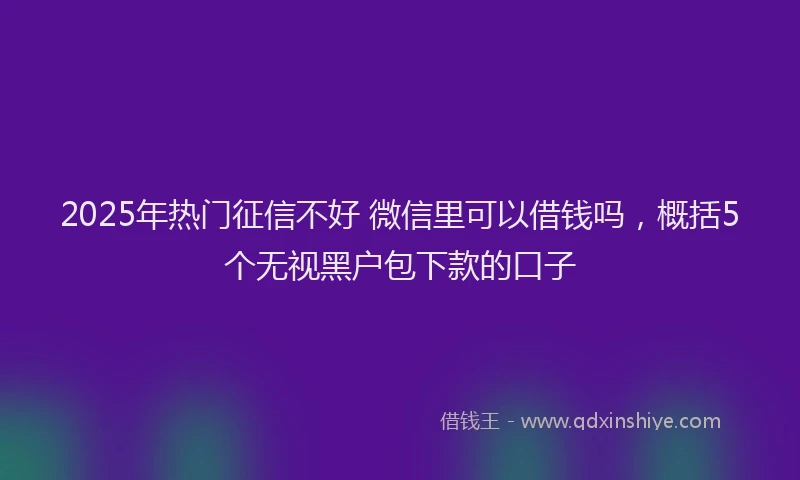 2025年热门征信不好 微信里可以借钱吗，概括5个无视黑户包下款的口子