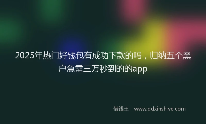 2025年热门好钱包有成功下款的吗，归纳五个黑户急需三万秒到的的app