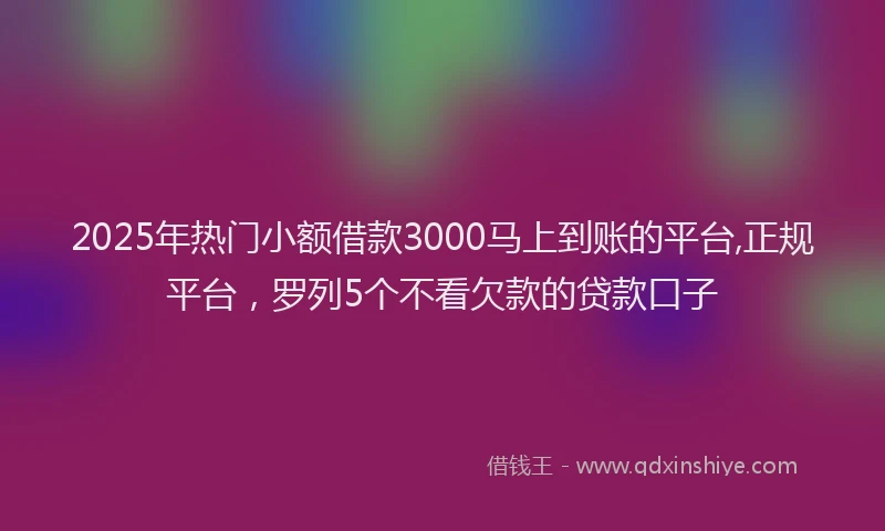 2025年热门小额借款3000马上到账的平台,正规平台，罗列5个不看欠款的贷款口子