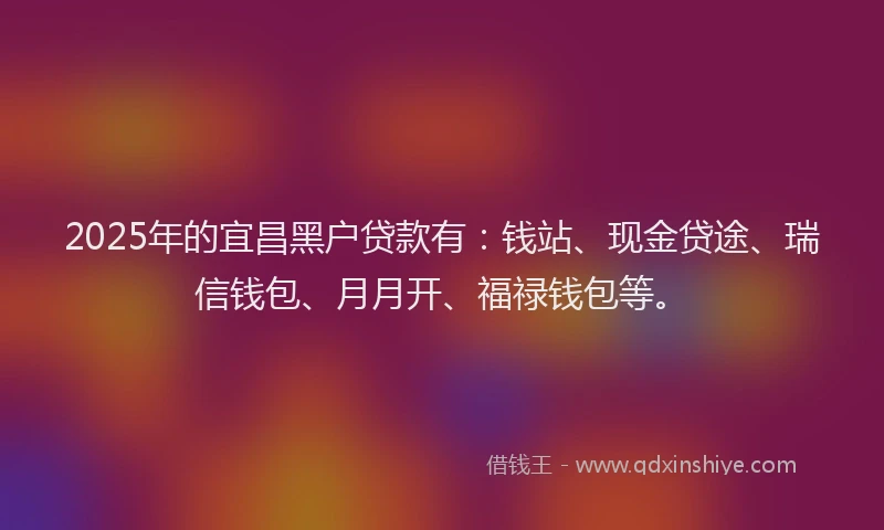 2025年的宜昌黑户贷款有：钱站、现金贷途、瑞信钱包、月月开、福禄钱包等。