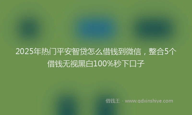 2025年热门平安智贷怎么借钱到微信，整合5个借钱无视黑白100%秒下口子