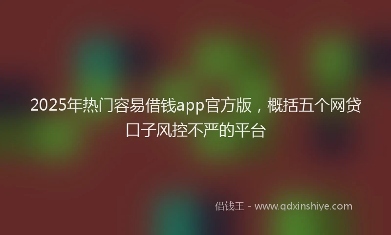 2025年热门容易借钱app官方版，概括五个网贷口子风控不严的平台