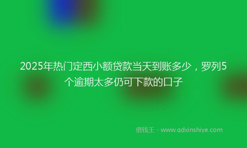 2025年热门定西小额贷款当天到账多少，罗列5个逾期太多仍可下款的口子