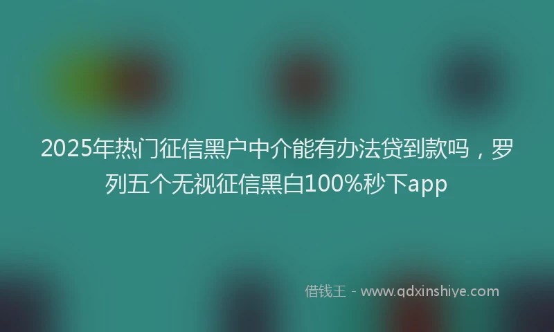 2025年热门征信黑户中介能有办法贷到款吗，罗列五个无视征信黑白100%秒下app