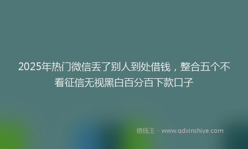 2025年热门微信丢了别人到处借钱，整合五个不看征信无视黑白百分百下款口子