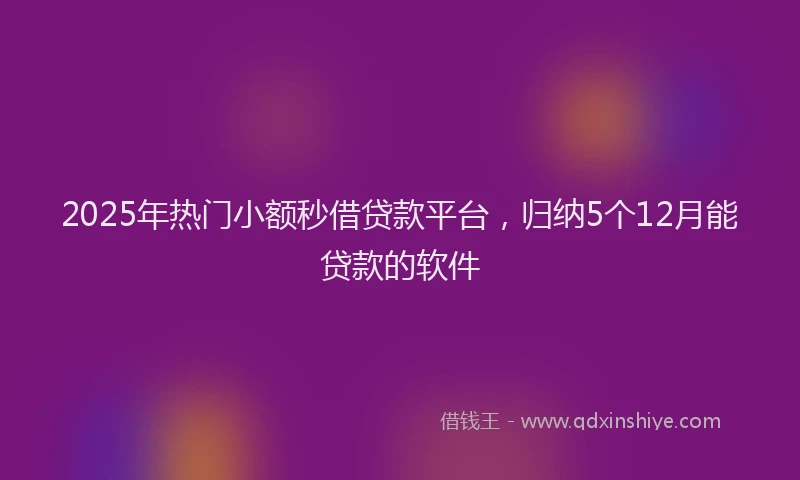 2025年热门小额秒借贷款平台，归纳5个12月能贷款的软件