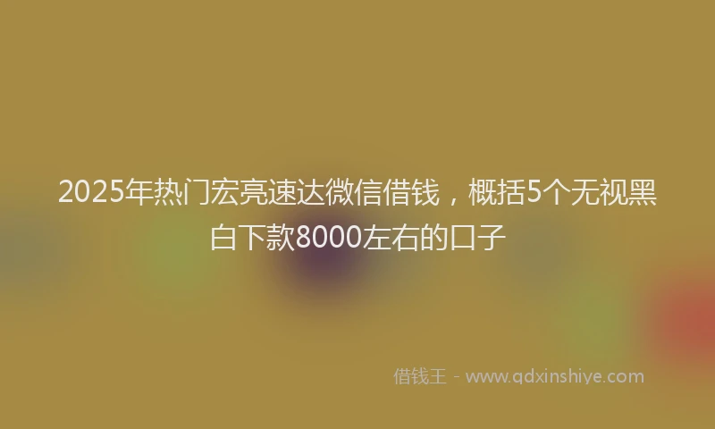 2025年热门宏亮速达微信借钱，概括5个无视黑白下款8000左右的口子