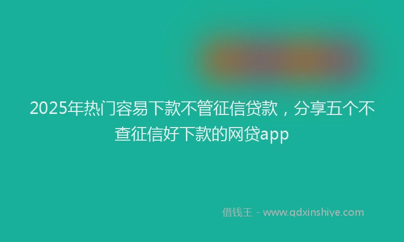2025年热门容易下款不管征信贷款，分享五个不查征信好下款的网贷app