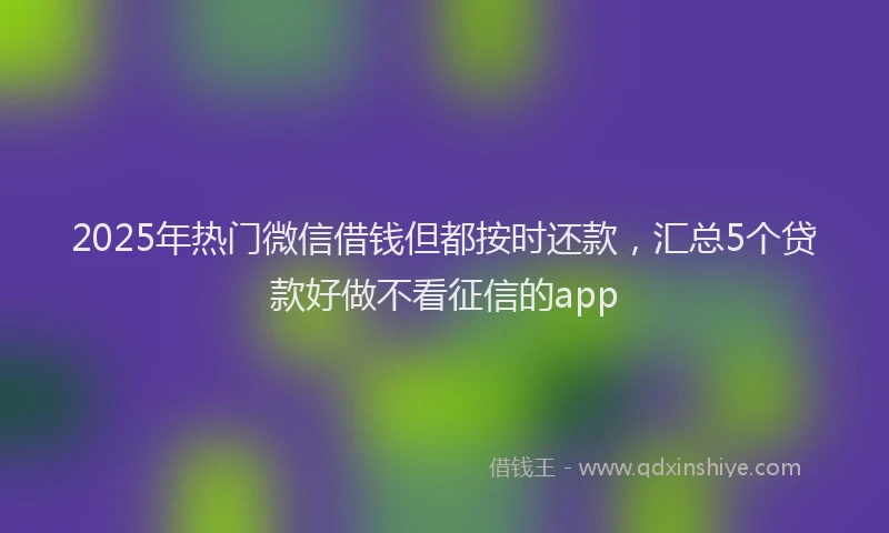 2025年热门微信借钱但都按时还款，汇总5个贷款好做不看征信的app