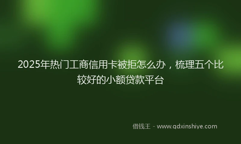 2025年热门工商信用卡被拒怎么办，梳理五个比较好的小额贷款平台