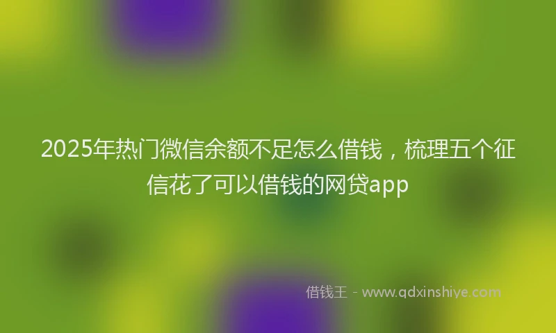 2025年热门微信余额不足怎么借钱，梳理五个征信花了可以借钱的网贷app
