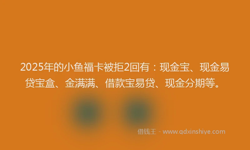 2025年的小鱼福卡被拒2回有：现金宝、现金易贷宝盒、金满满、借款宝易贷、现金分期等。