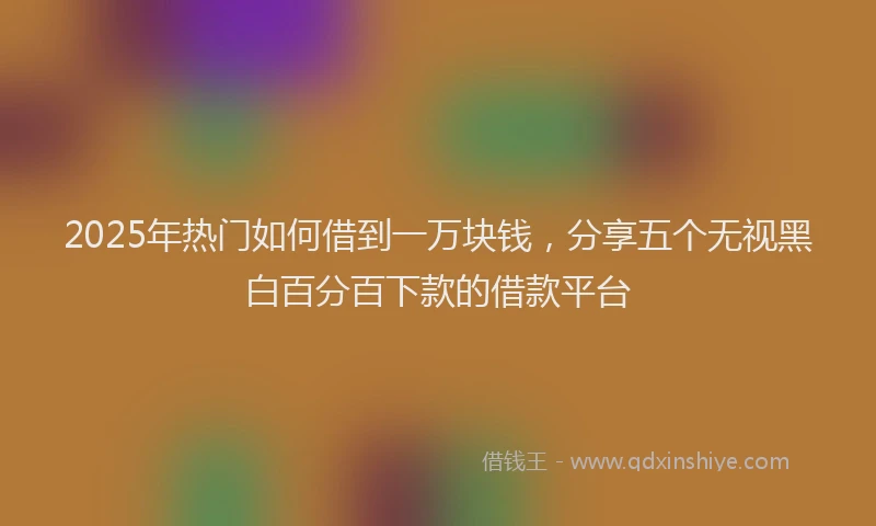 2025年热门如何借到一万块钱，分享五个无视黑白百分百下款的借款平台