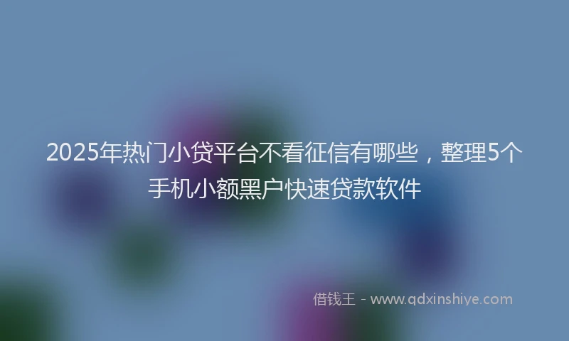 2025年热门小贷平台不看征信有哪些，整理5个手机小额黑户快速贷款软件