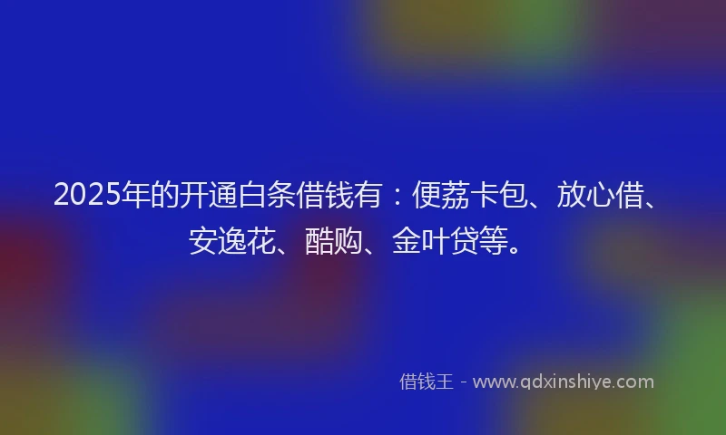 2025年的开通白条借钱有：便荔卡包、放心借、安逸花、酷购、金叶贷等。