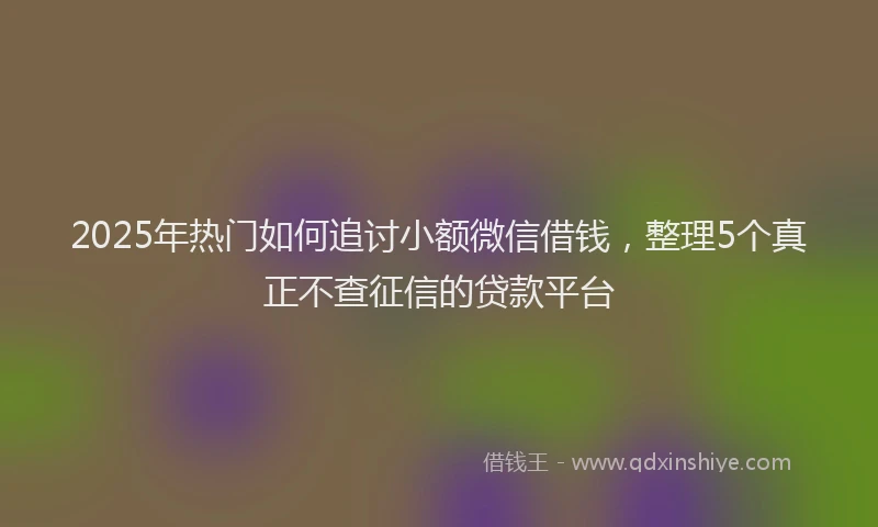 2025年热门如何追讨小额微信借钱，整理5个真正不查征信的贷款平台