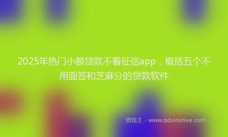 2025年热门小额贷款不看征信app，概括五个不用面签和芝麻分的贷款软件