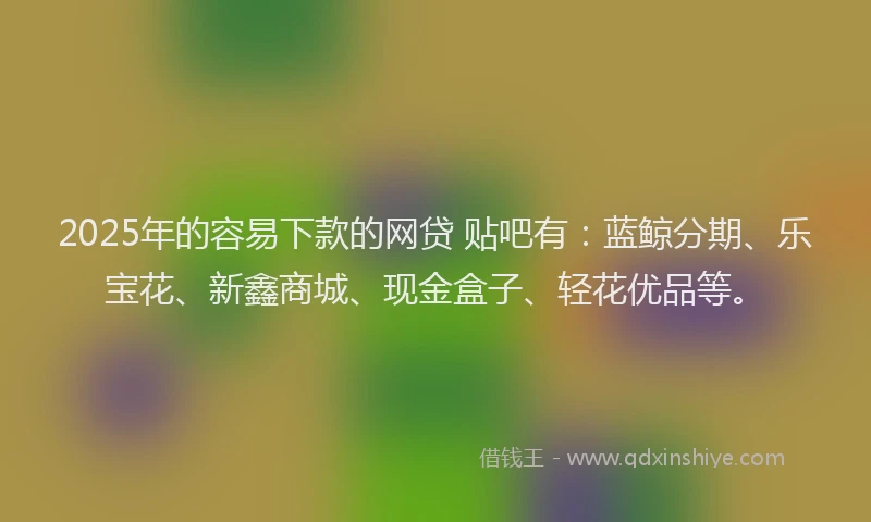 2025年的容易下款的网贷 贴吧有：蓝鲸分期、乐宝花、新鑫商城、现金盒子、轻花优品等。