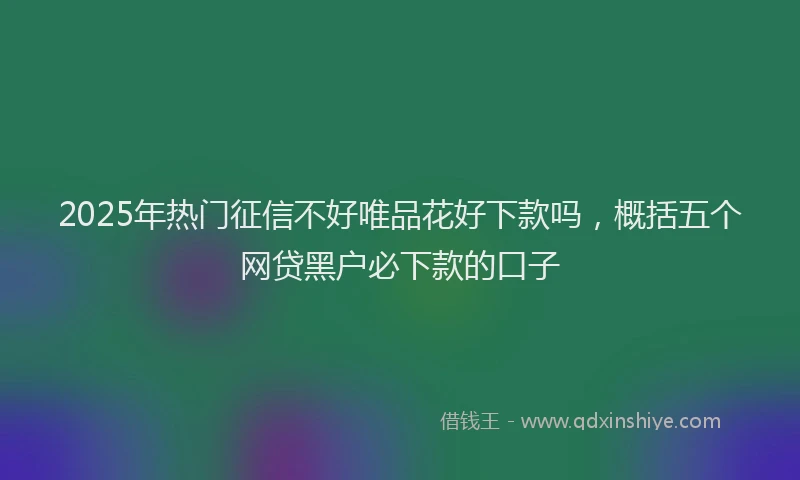 2025年热门征信不好唯品花好下款吗，概括五个网贷黑户必下款的口子