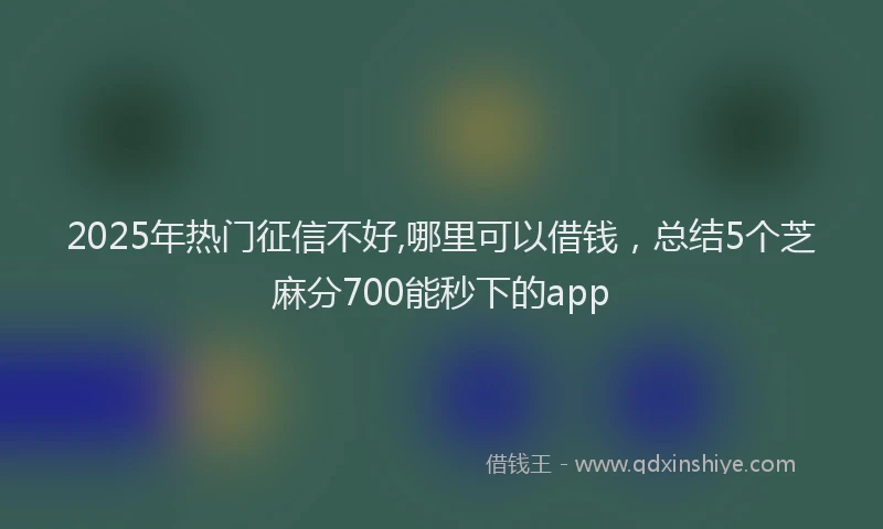 2025年热门征信不好,哪里可以借钱，总结5个芝麻分700能秒下的app