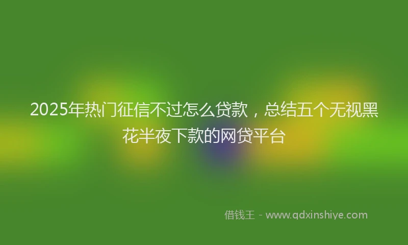 2025年热门征信不过怎么贷款，总结五个无视黑花半夜下款的网贷平台