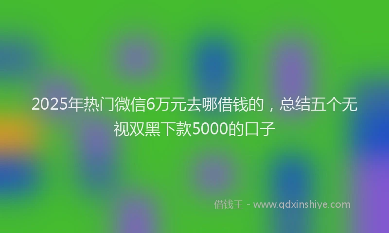 2025年热门微信6万元去哪借钱的，总结五个无视双黑下款5000的口子