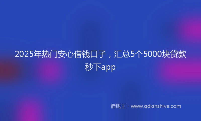 2025年热门安心借钱口子，汇总5个5000块贷款秒下app