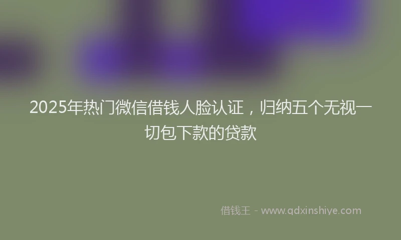 2025年热门微信借钱人脸认证，归纳五个无视一切包下款的贷款
