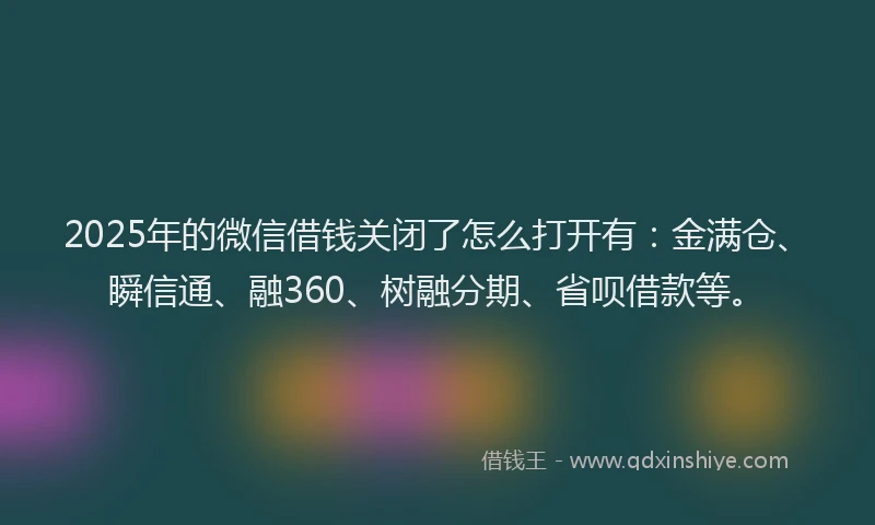 2025年的微信借钱关闭了怎么打开有：金满仓、瞬信通、融360、树融分期、省呗借款等。