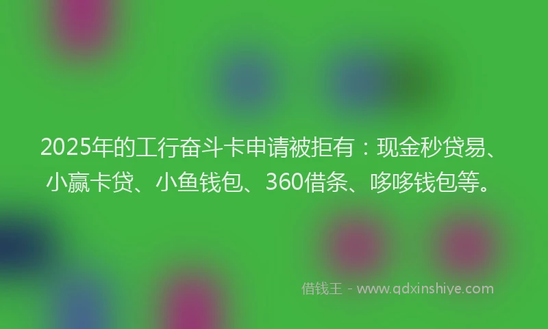 2025年的工行奋斗卡申请被拒有：现金秒贷易、小赢卡贷、小鱼钱包、360借条、哆哆钱包等。