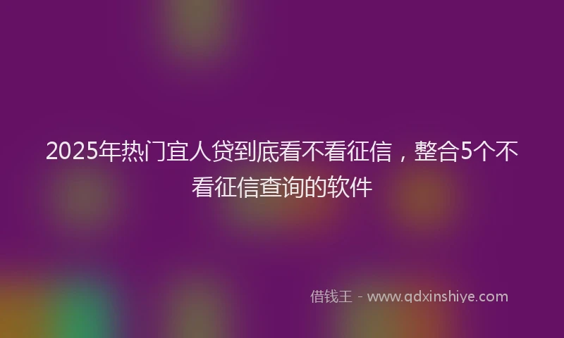2025年热门宜人贷到底看不看征信，整合5个不看征信查询的软件