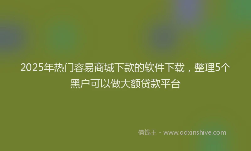 2025年热门容易商城下款的软件下载，整理5个黑户可以做大额贷款平台