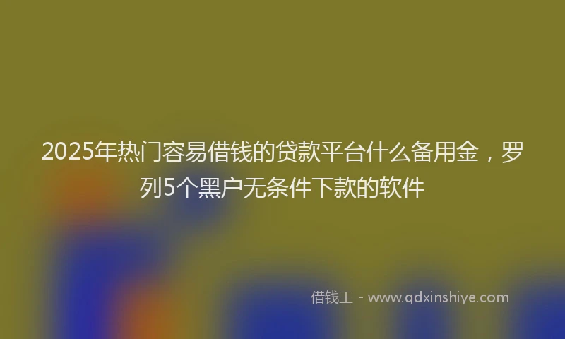 2025年热门容易借钱的贷款平台什么备用金，罗列5个黑户无条件下款的软件