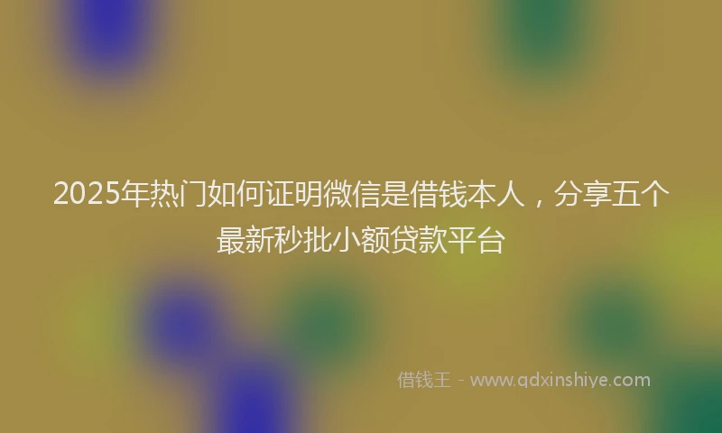 2025年热门如何证明微信是借钱本人，分享五个最新秒批小额贷款平台