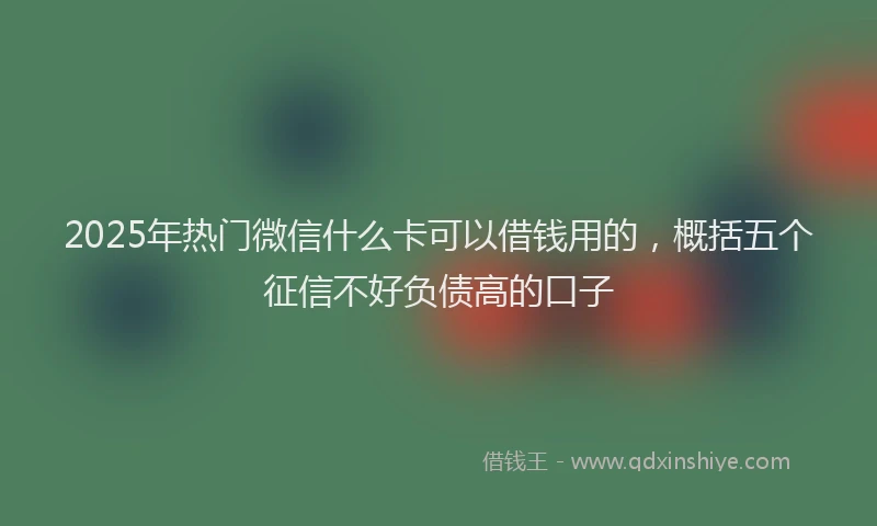 2025年热门微信什么卡可以借钱用的，概括五个征信不好负债高的口子