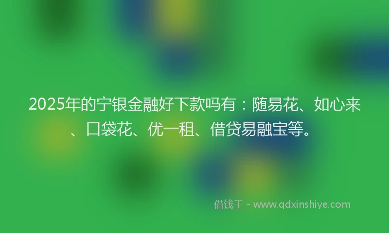 2025年的宁银金融好下款吗有：随易花、如心来、口袋花、优一租、借贷易融宝等。