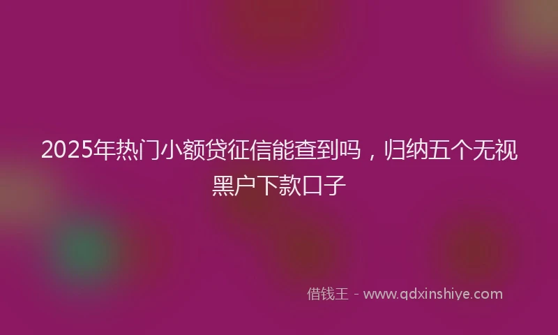 2025年热门小额贷征信能查到吗，归纳五个无视黑户下款口子