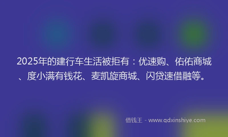 2025年的建行车生活被拒有：优速购、佑佑商城、度小满有钱花、麦凯旋商城、闪贷速借融等。
