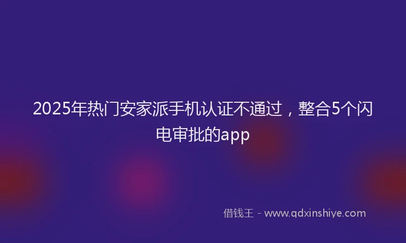 2025年热门安家派手机认证不通过，整合5个闪电审批的app