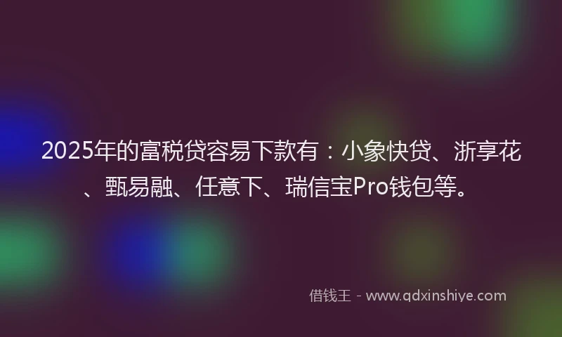2025年的富税贷容易下款有：小象快贷、浙享花、甄易融、任意下、瑞信宝Pro钱包等。