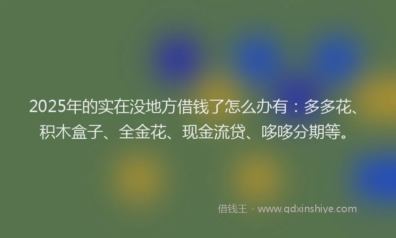 2025年的实在没地方借钱了怎么办有：多多花、积木盒子、全金花、现金流贷、哆哆分期等。