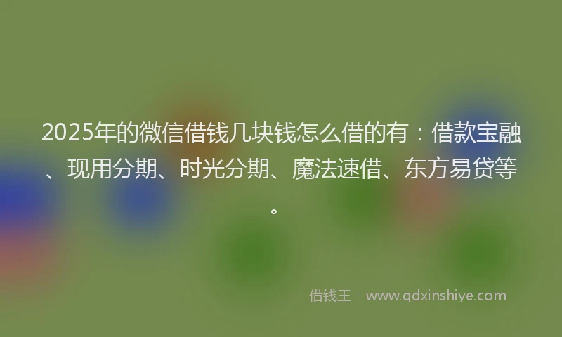 2025年的微信借钱几块钱怎么借的有：借款宝融、现用分期、时光分期、魔法速借、东方易贷等。