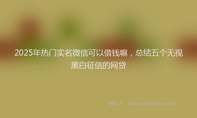 2025年热门实名微信可以借钱嘛，总结五个无视黑白征信的网贷