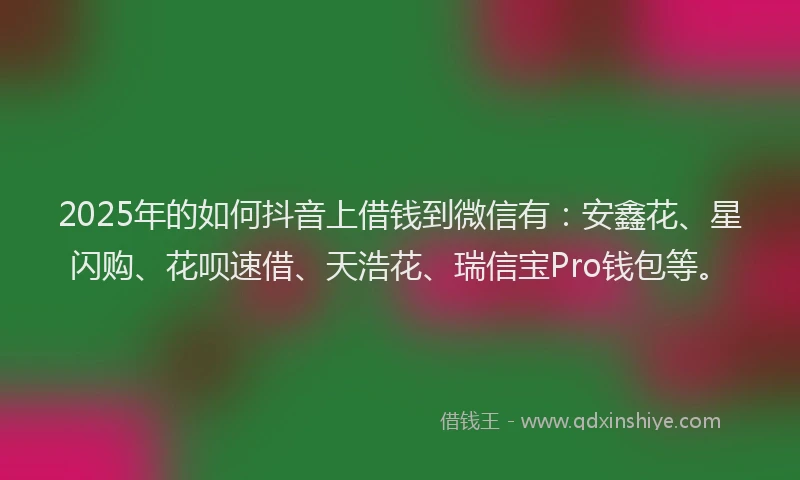 2025年的如何抖音上借钱到微信有：安鑫花、星闪购、花呗速借、天浩花、瑞信宝Pro钱包等。