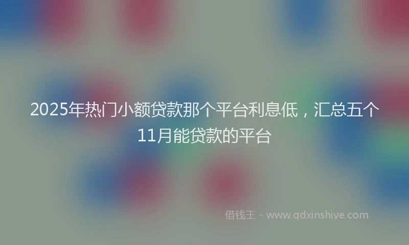 2025年热门小额贷款那个平台利息低，汇总五个11月能贷款的平台